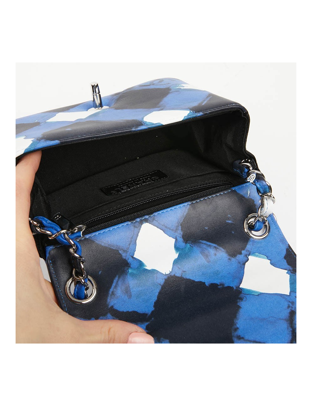 Mini Timeless collection Airlines en cuir bleu, noir et blanc