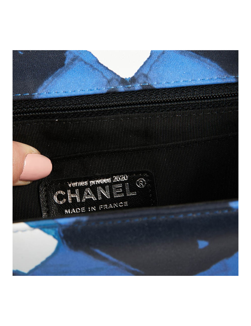 Mini Timeless collection Airlines en cuir bleu, noir et blanc