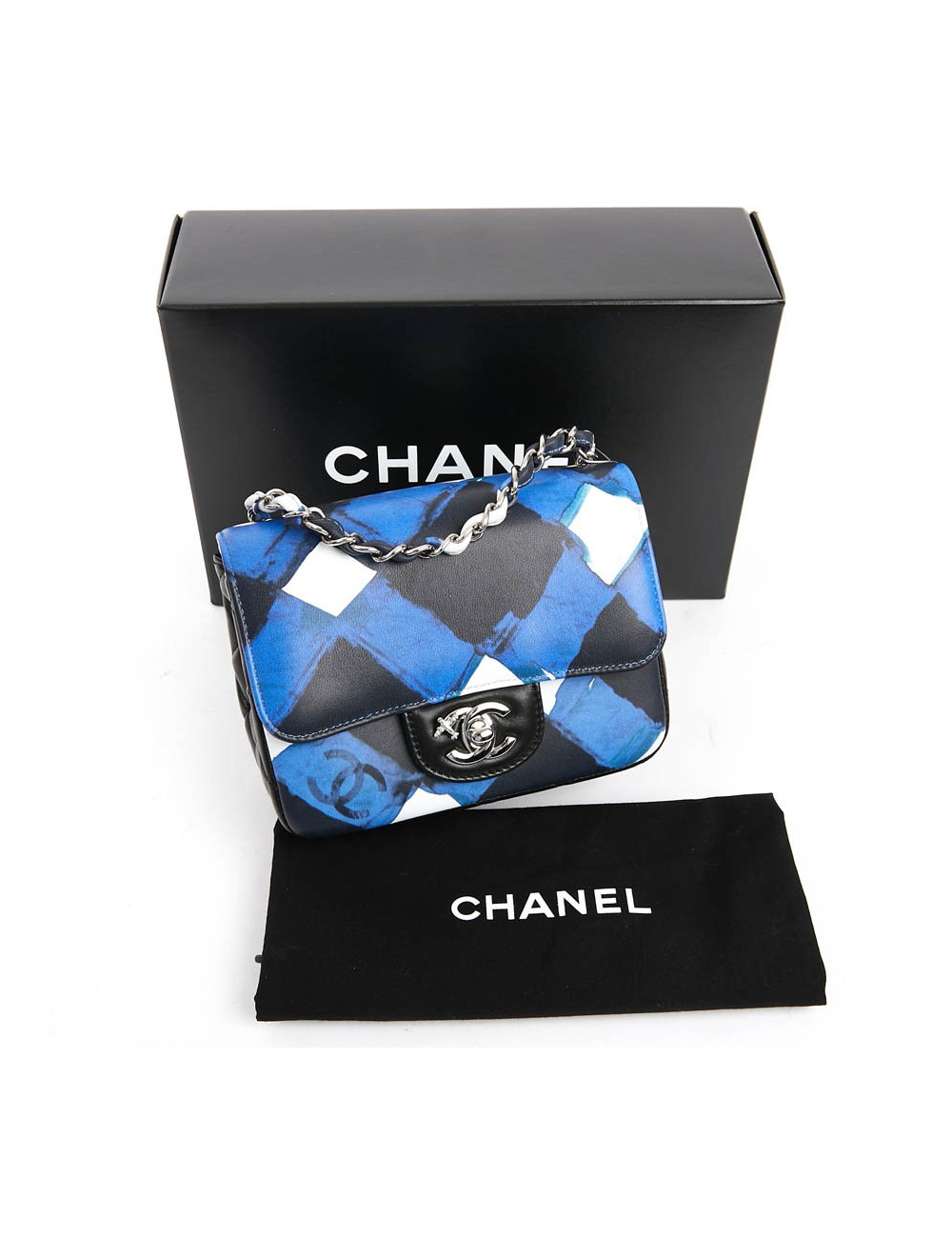 Mini Timeless collection Airlines en cuir bleu, noir et blanc