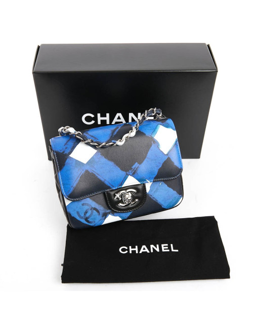 Mini Timeless collection Airlines en cuir bleu, noir et blanc