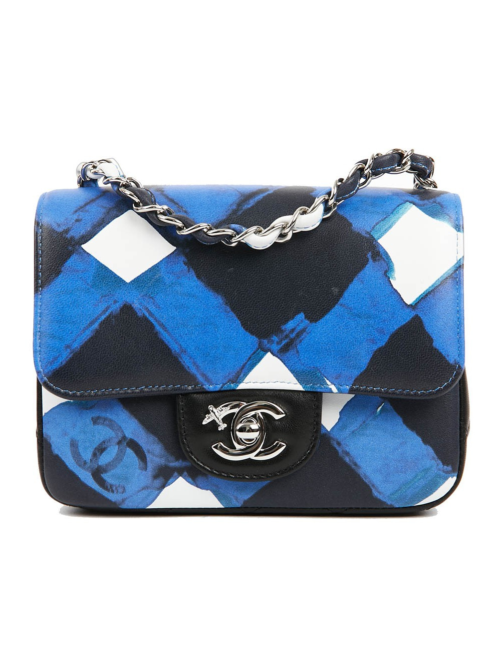 Mini Timeless collection Airlines en cuir bleu, noir et blanc