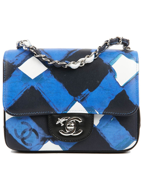 Mini Timeless collection Airlines en cuir bleu, noir et blanc