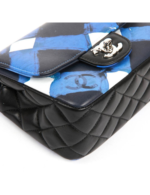 Mini Timeless collection Airlines en cuir bleu, noir et blanc