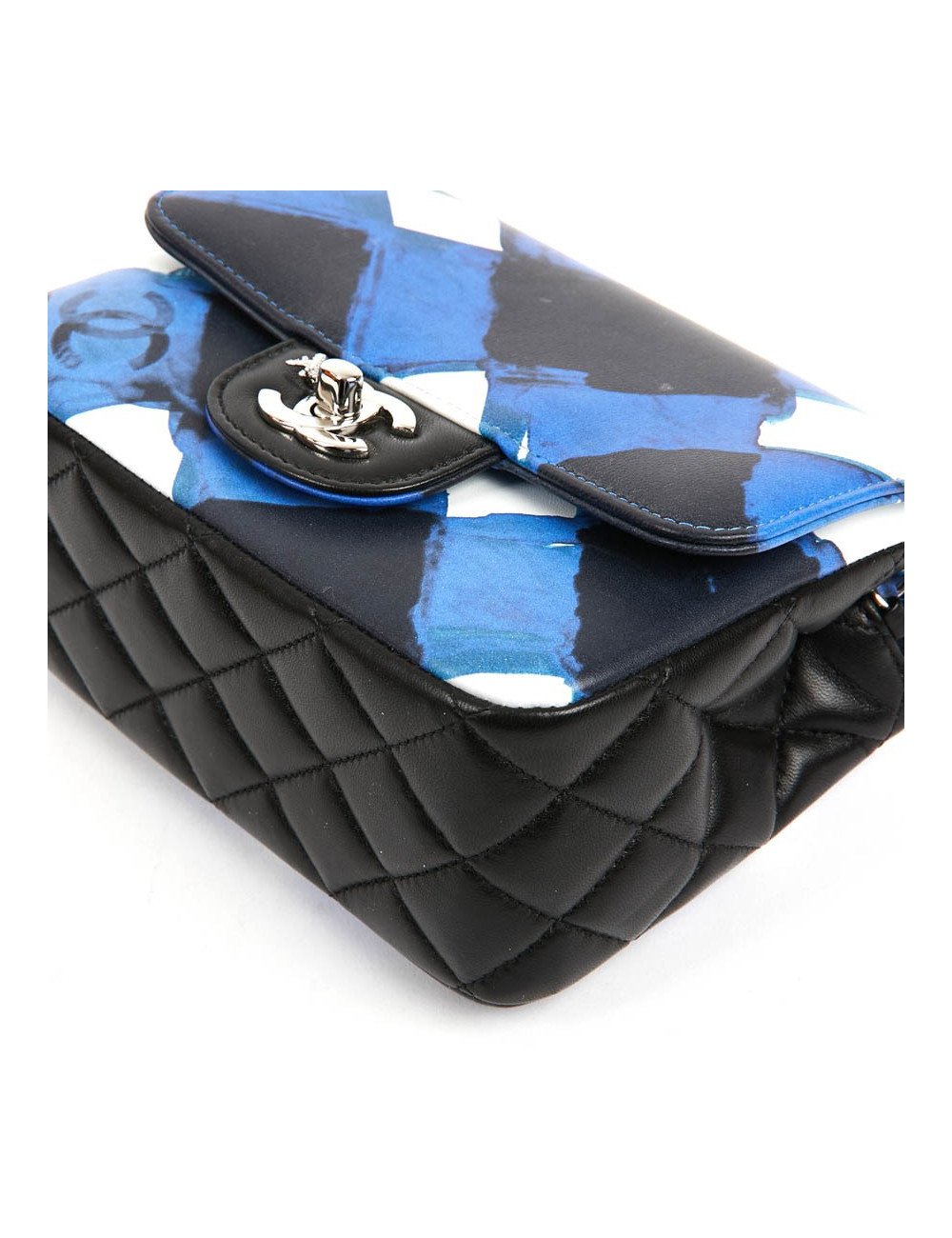 Mini Timeless collection Airlines en cuir bleu, noir et blanc