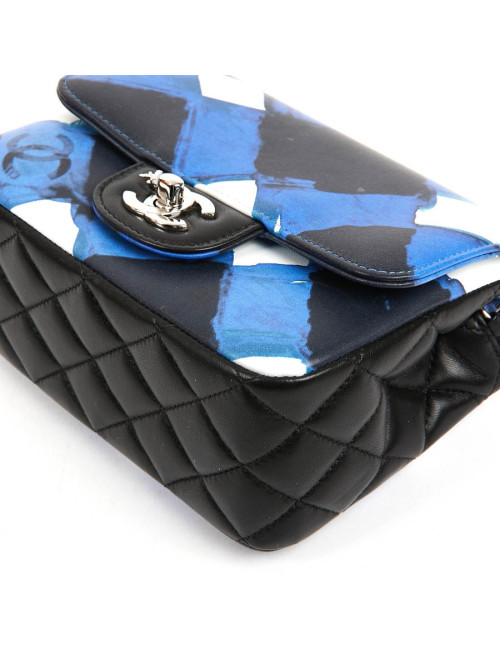 Mini Timeless collection Airlines en cuir bleu, noir et blanc