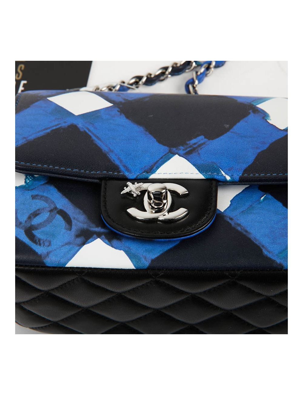 Mini Timeless collection Airlines en cuir bleu, noir et blanc