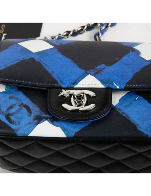 Mini Timeless collection Airlines en cuir bleu, noir et blanc