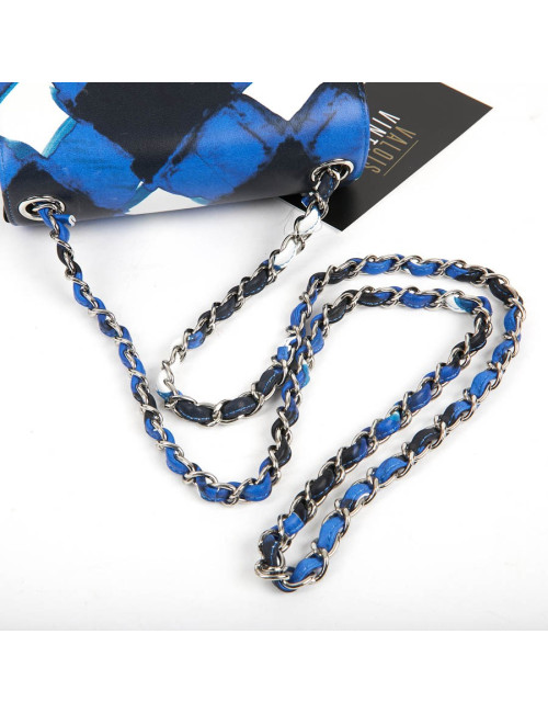 Mini Timeless collection Airlines en cuir bleu, noir et blanc