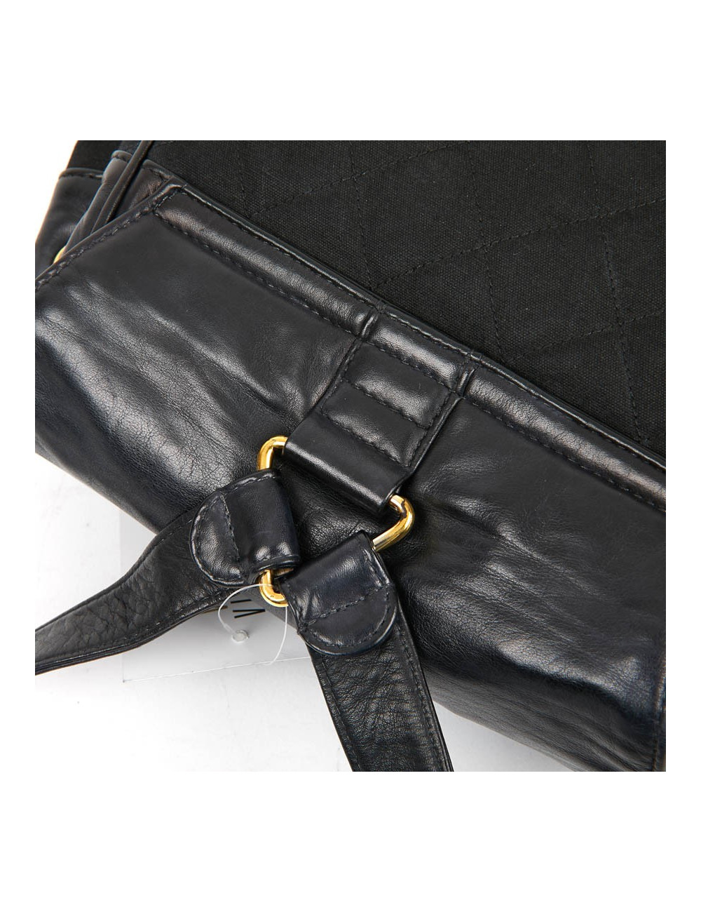 Sac a dos vintage CHANEL en toile et cuir bleu marine