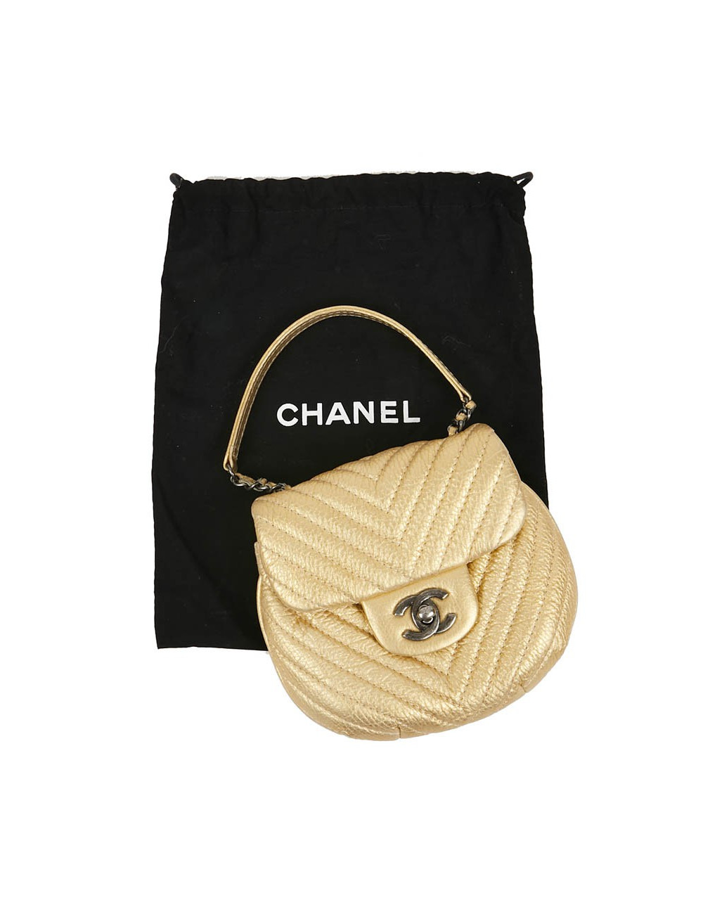 Sac CHANEL en cuir jaune forme coquillage