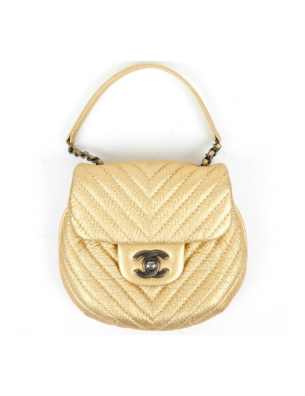 Sac CHANEL en cuir jaune forme coquillage
