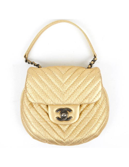 Sac CHANEL en cuir jaune forme coquillage