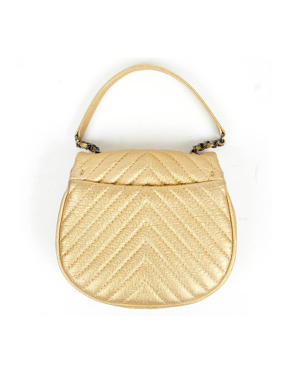 Sac CHANEL en cuir jaune forme coquillage
