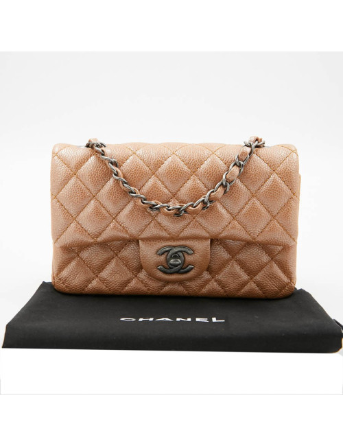 CHANEL Mini Timeless Bag in Beige Caviar Leather