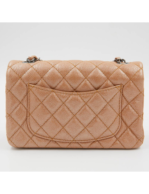 CHANEL Mini Timeless Bag in Beige Caviar Leather