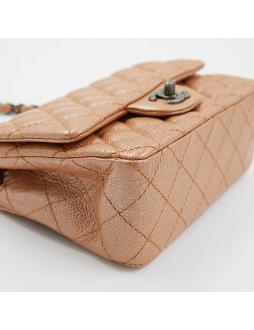 CHANEL Mini Timeless Bag in Beige Caviar Leather