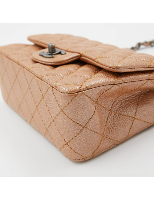 CHANEL Mini Timeless Bag in Beige Caviar Leather