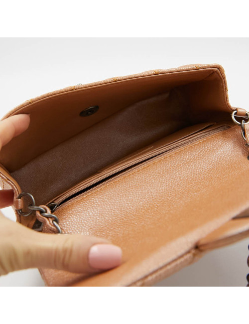 CHANEL Mini Timeless Bag in Beige Caviar Leather