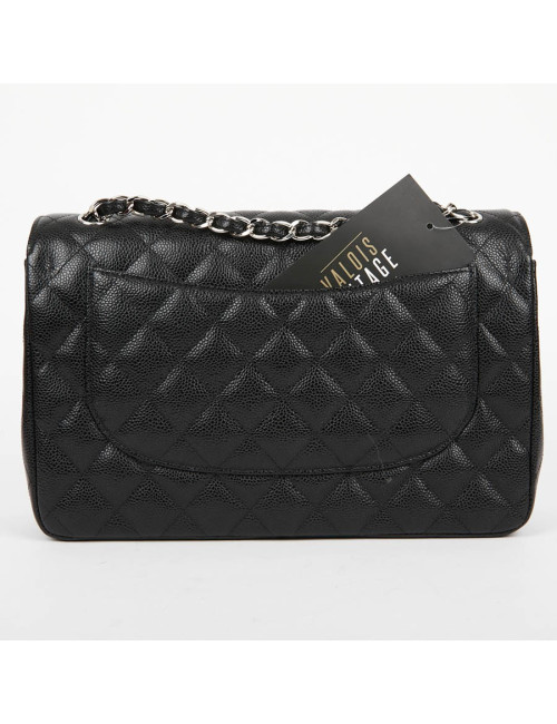 Sac Jumbo CHANEL en cuir grainé noir