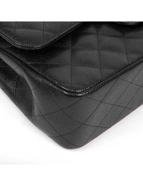 Sac Jumbo CHANEL en cuir grainé noir