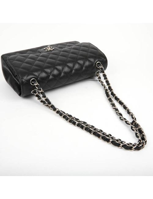 Sac Jumbo CHANEL en cuir grainé noir