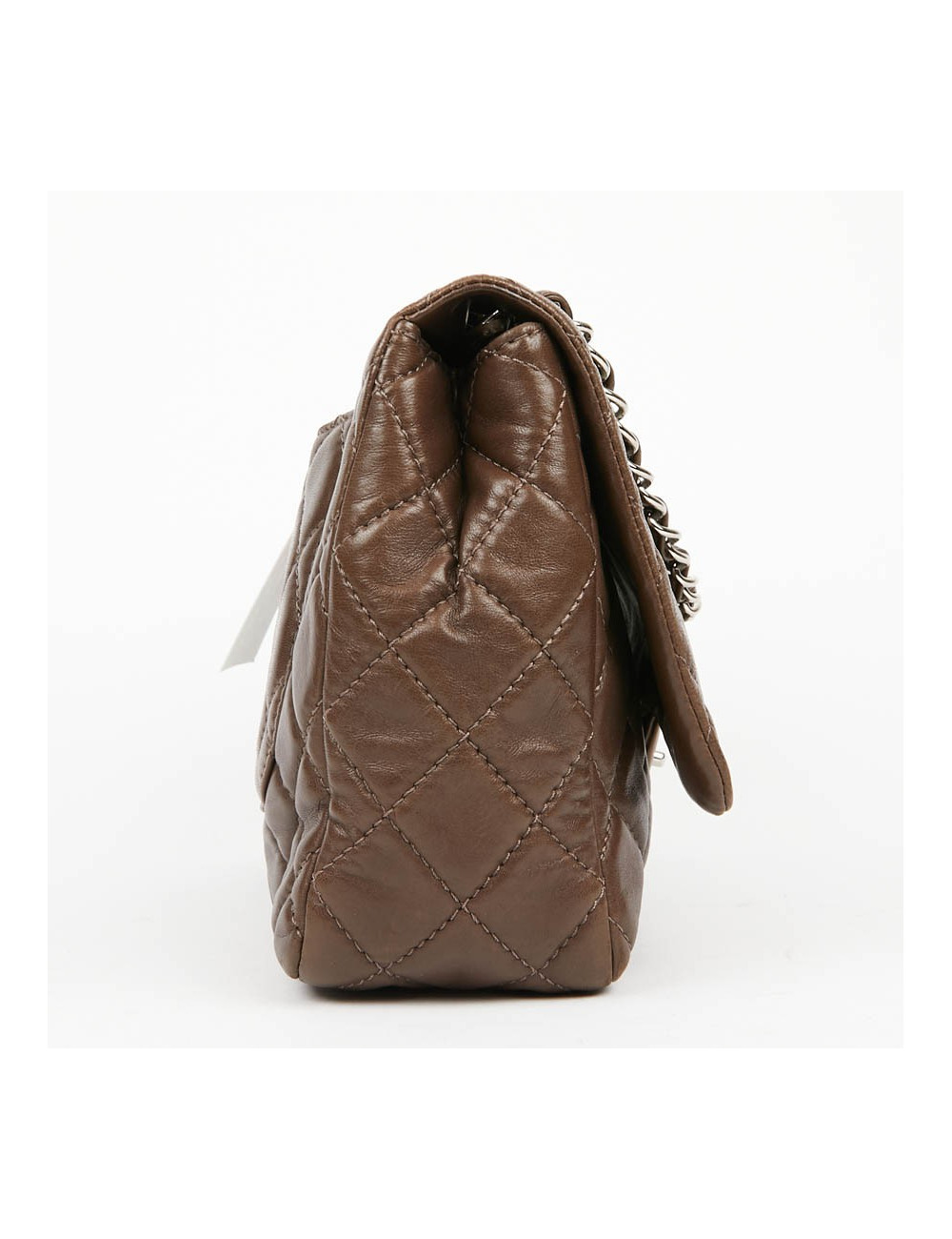 Grand sac CHANEL en cuir d'agneau lisse marron