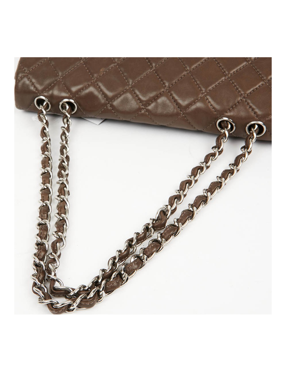 Grand sac CHANEL en cuir d'agneau lisse marron