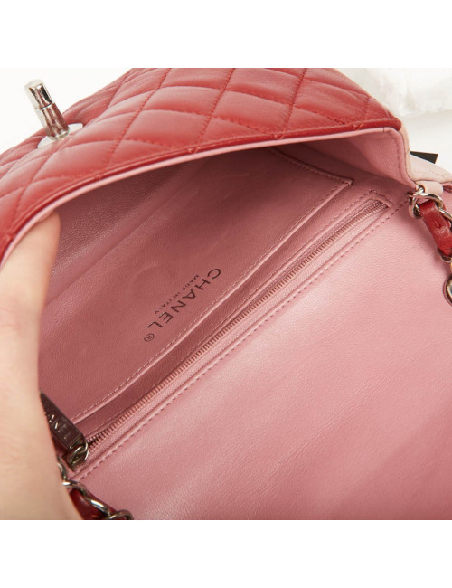 Mini CHANEL Timeless Bag in Tricolor Pink and Red Lambskin Leather