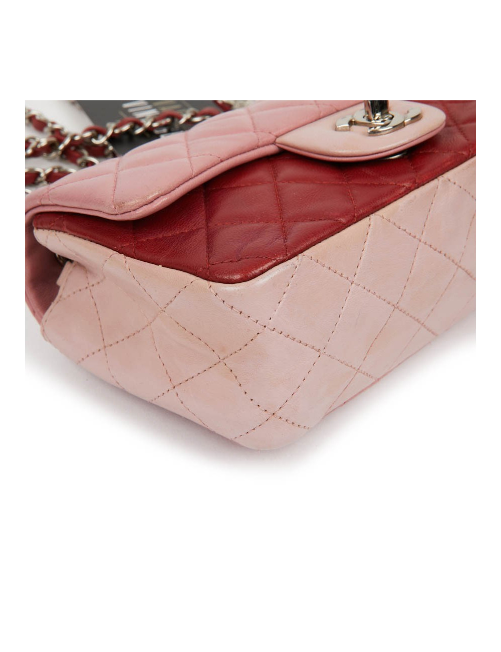 Mini CHANEL Timeless Bag in Tricolor Pink and Red Lambskin Leather