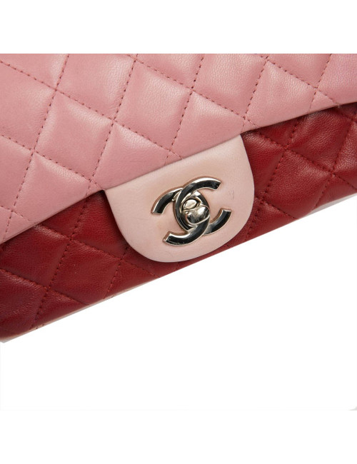 Mini CHANEL Timeless Bag in Tricolor Pink and Red Lambskin Leather