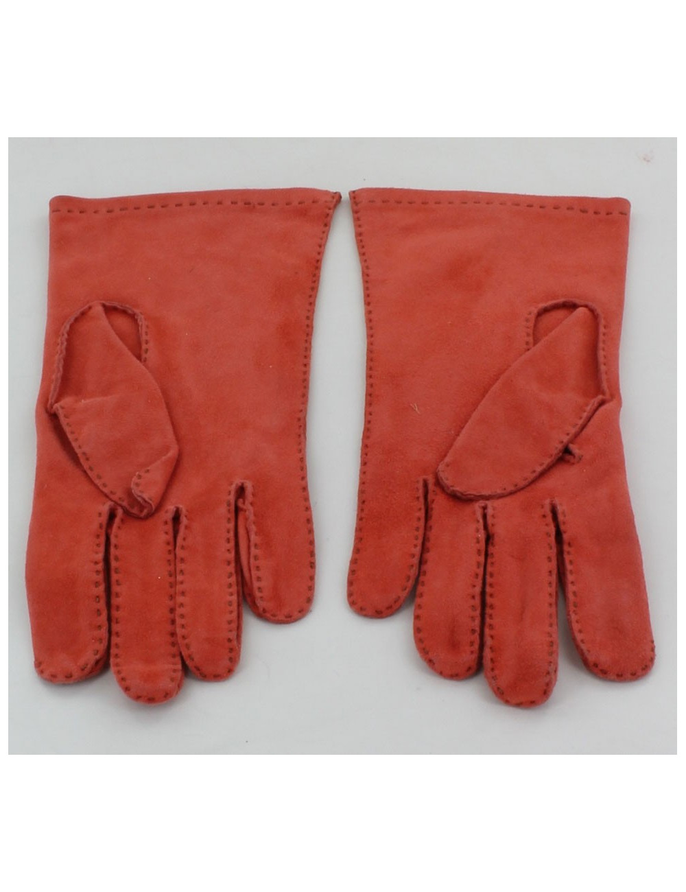 Gants HERMES en veau velours orange