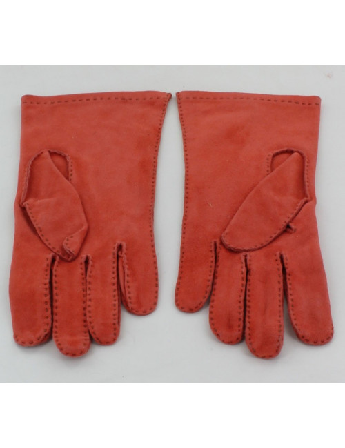 Gants HERMES en veau velours orange