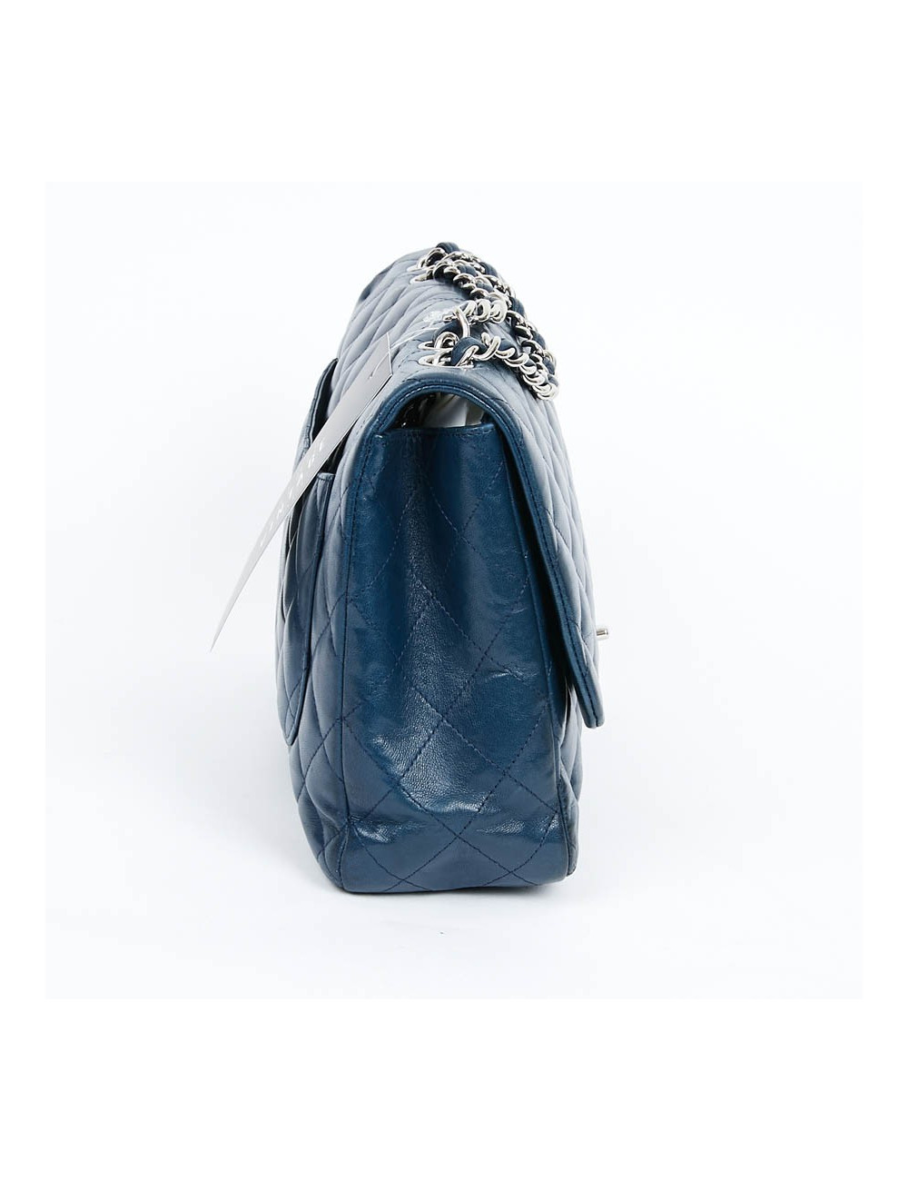 Grand sac CHANEL en cuir d'agneau bleu marine