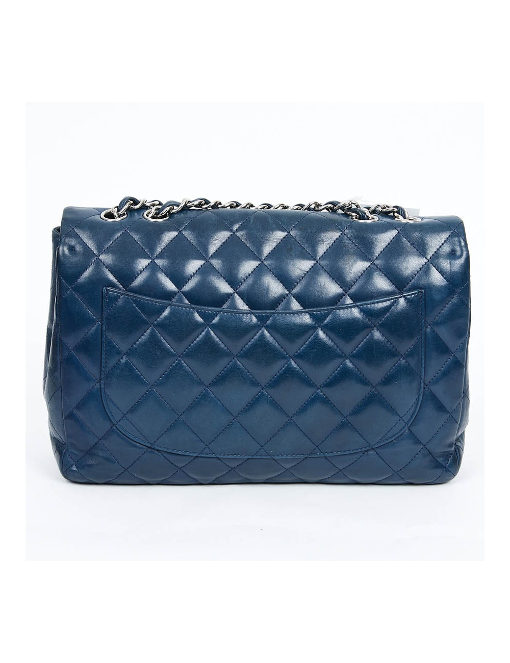 Grand sac CHANEL en cuir d'agneau bleu marine