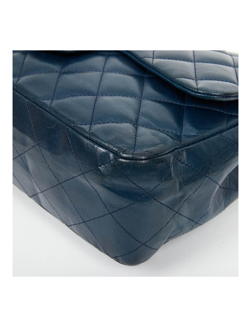 Grand sac CHANEL en cuir d'agneau bleu marine
