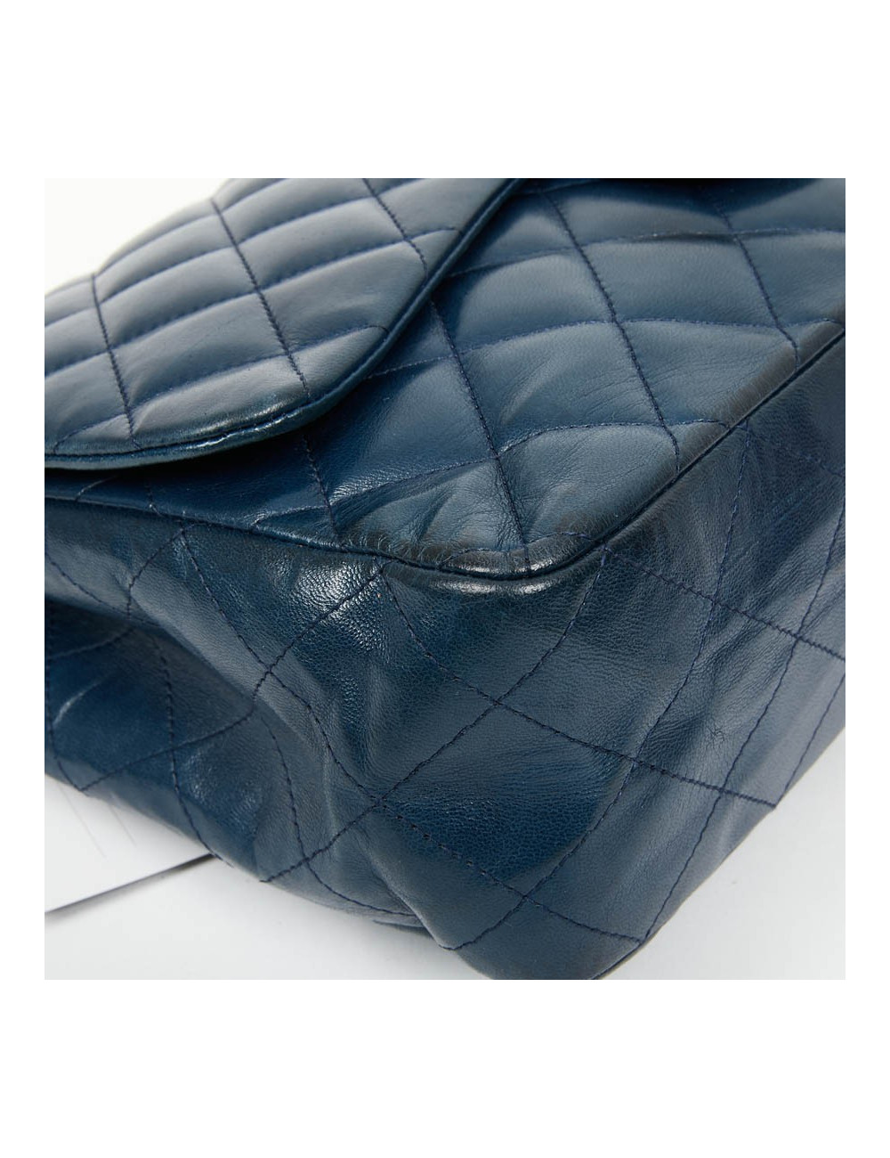 Grand sac CHANEL en cuir d'agneau bleu marine