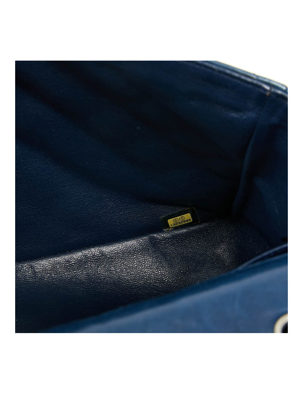 Grand sac CHANEL en cuir d'agneau bleu marine