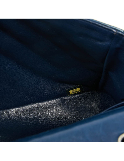 Grand sac CHANEL en cuir d'agneau bleu marine