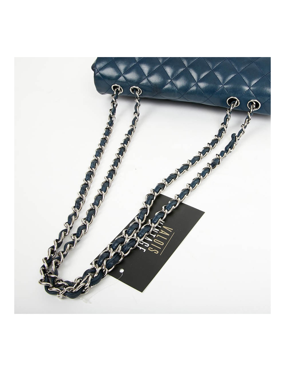 Grand sac CHANEL en cuir d'agneau bleu marine