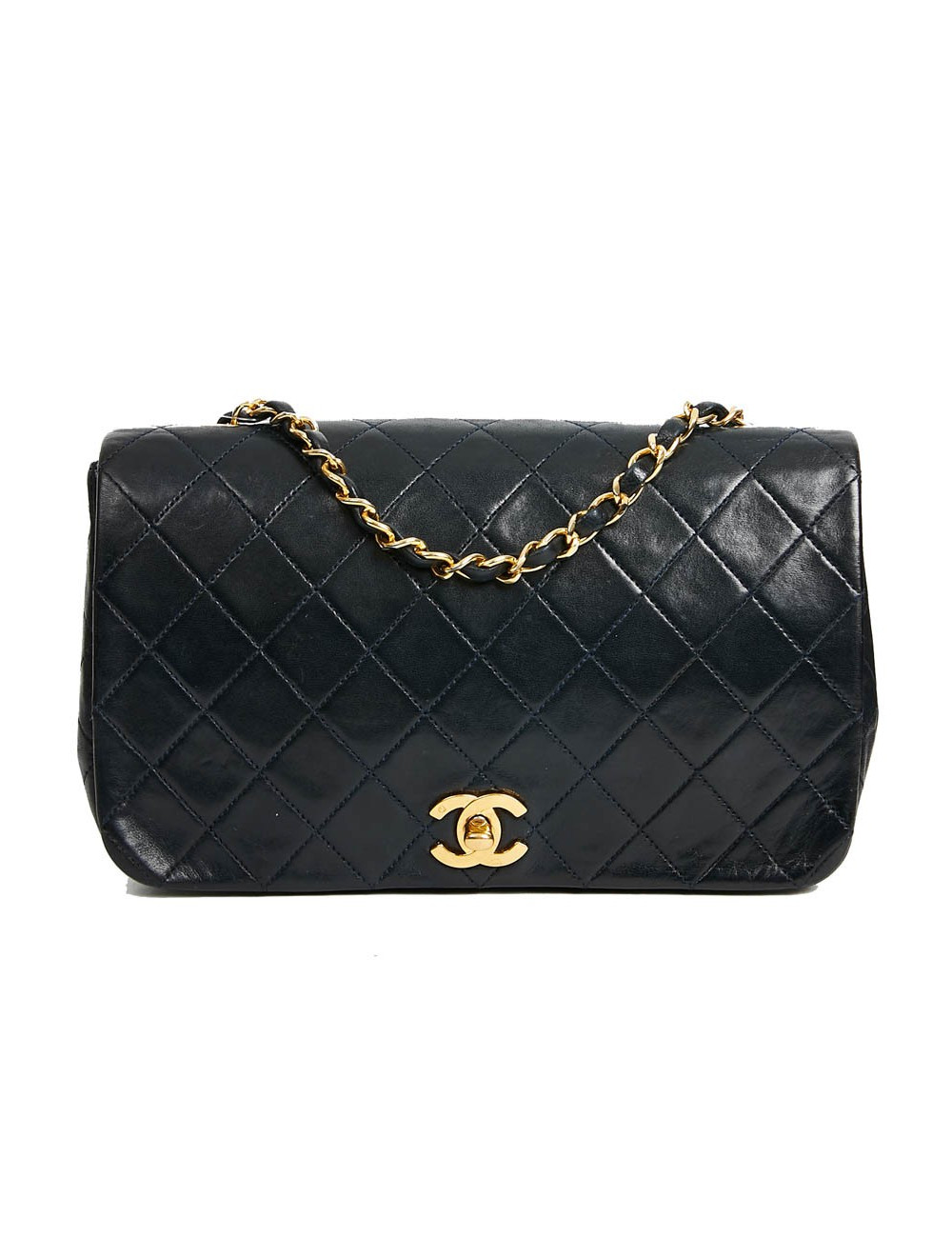 CHANEL Vintage Navy Blue Lambskin Bag - Second hand bag certified