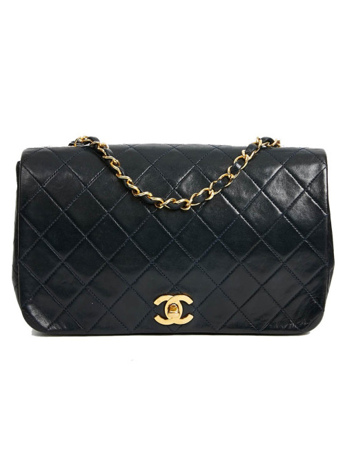 CHANEL Vintage Navy Blue Lambskin Bag - Second hand bag certified