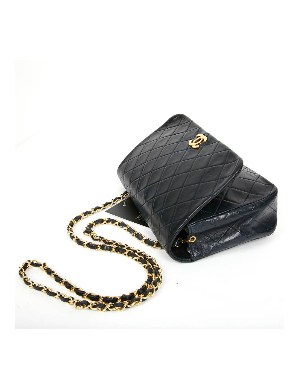 CHANEL Vintage Navy Blue Lambskin Bag - Second hand bag certified