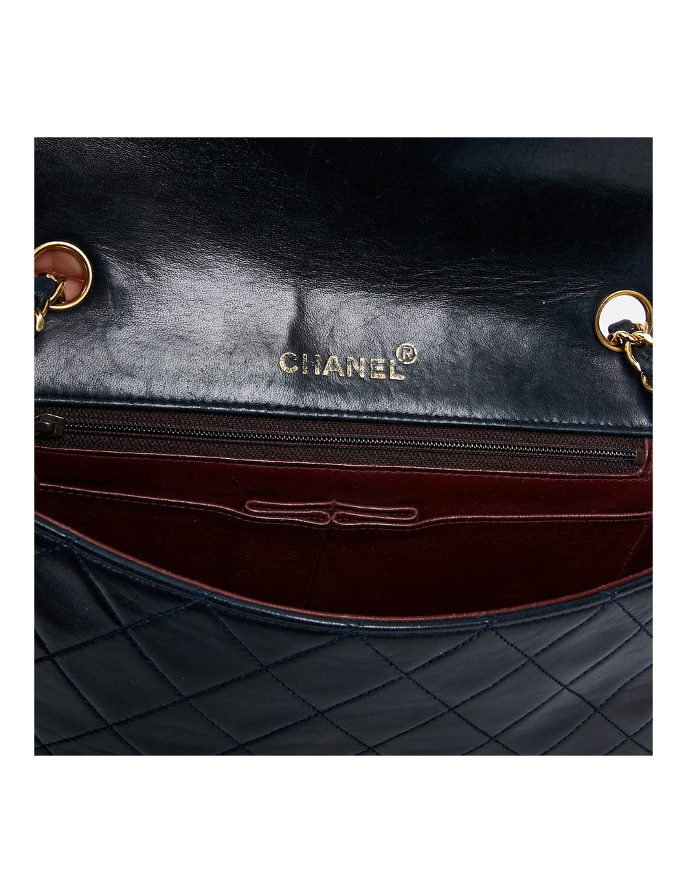 CHANEL Vintage Navy Blue Lambskin Bag - Second hand bag certified