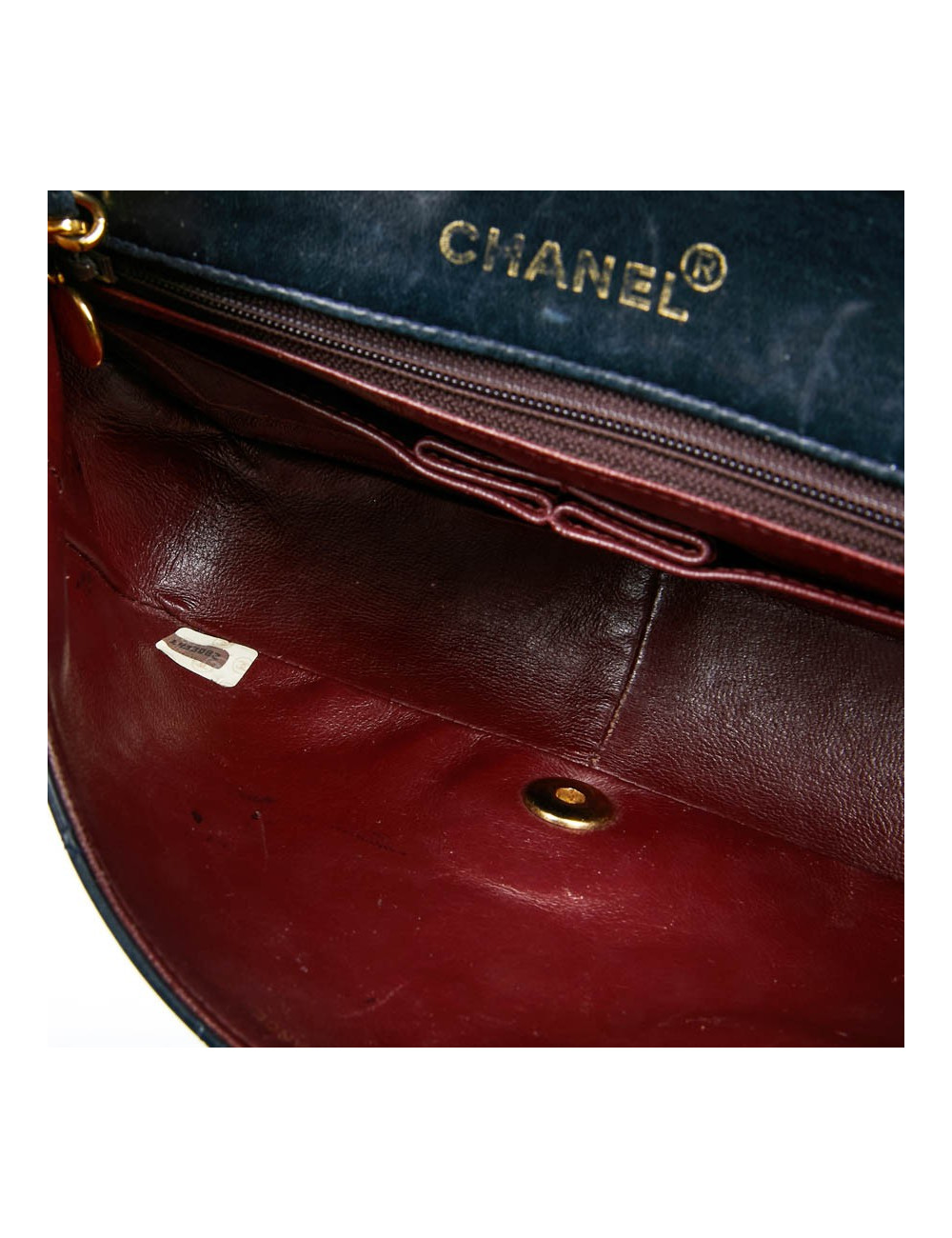 Sac CHANEL vintage bleu marine en cuir d'agneau