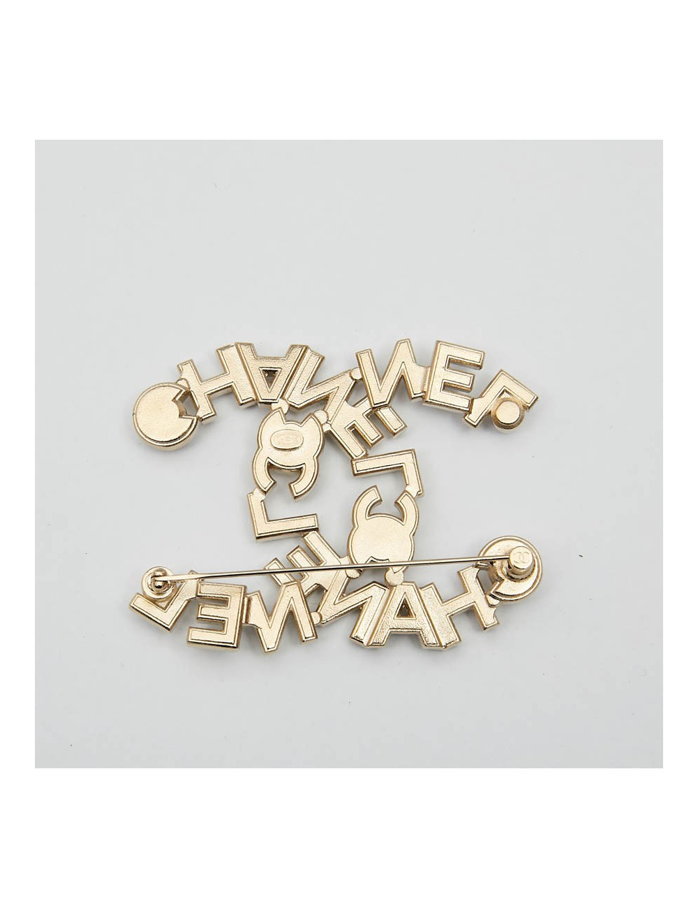 Grande Broche CHANEL strass et métal doré