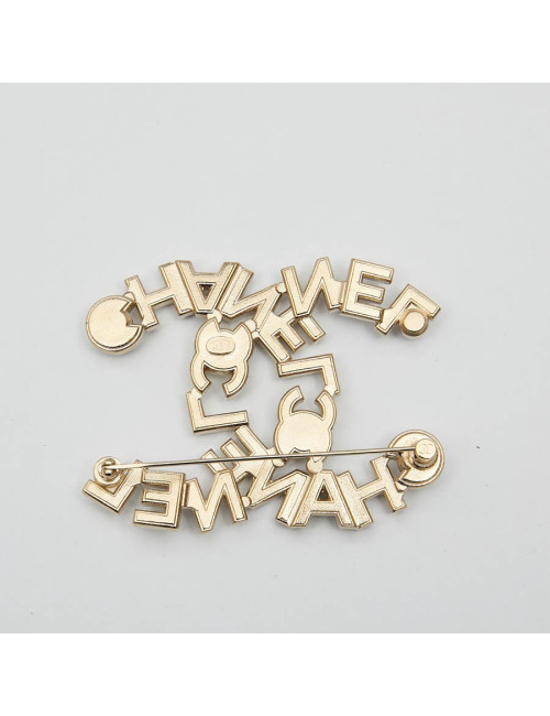 CHANEL Large CC Brooch in Gilt Metal, Pearls and Rhinestones