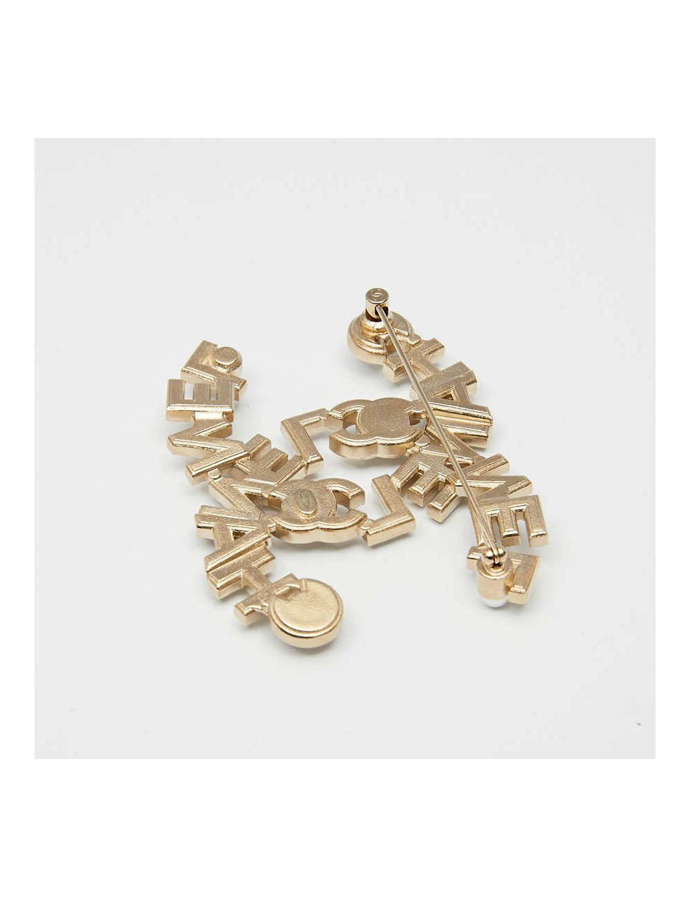 Grande Broche CHANEL strass et métal doré