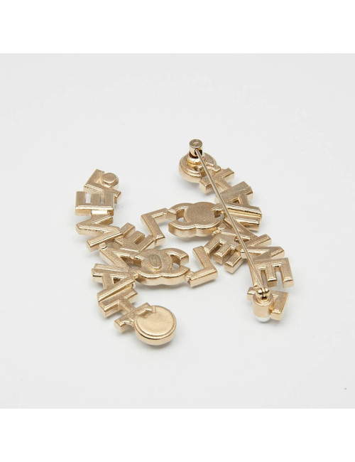 Grande Broche CHANEL strass et métal doré
