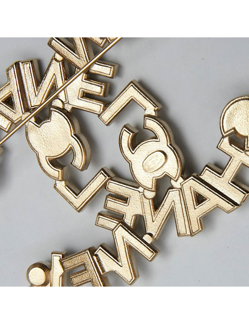 Grande Broche CHANEL strass et métal doré