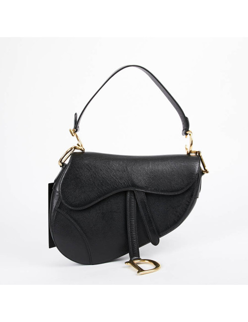 Sac Saddle DIOR en cuir grainé noir